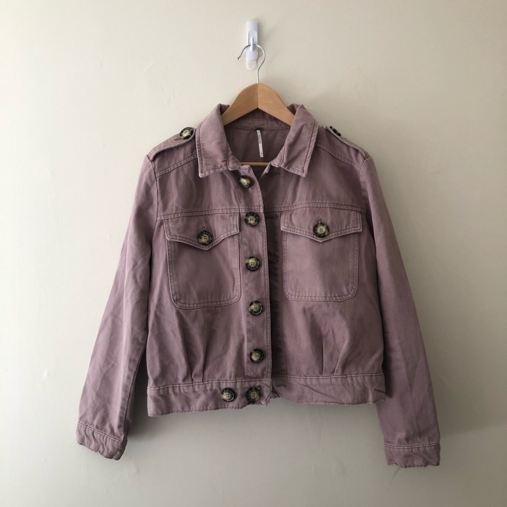 free people dusty rose denim jacket